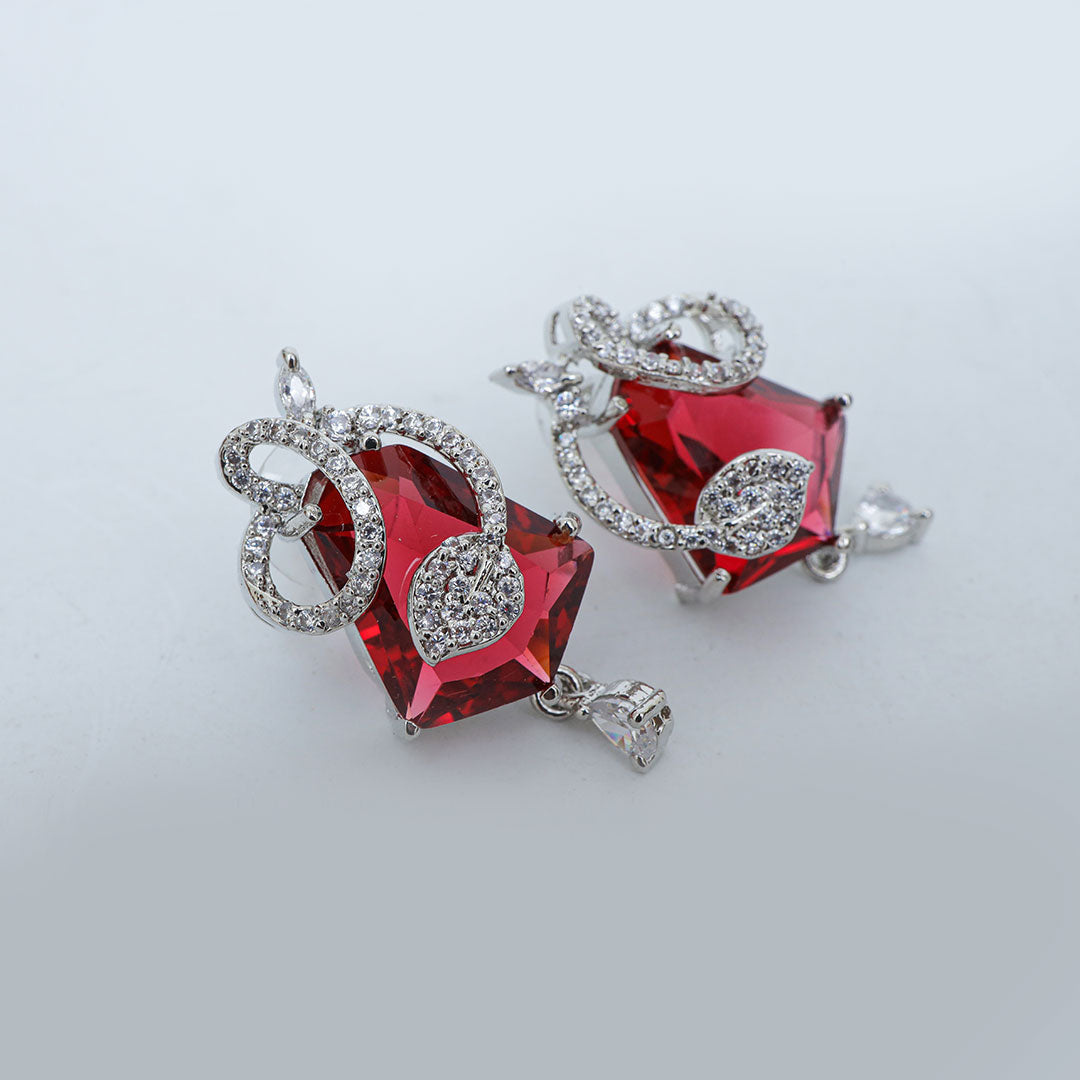 Ruby Red Drop Earrings