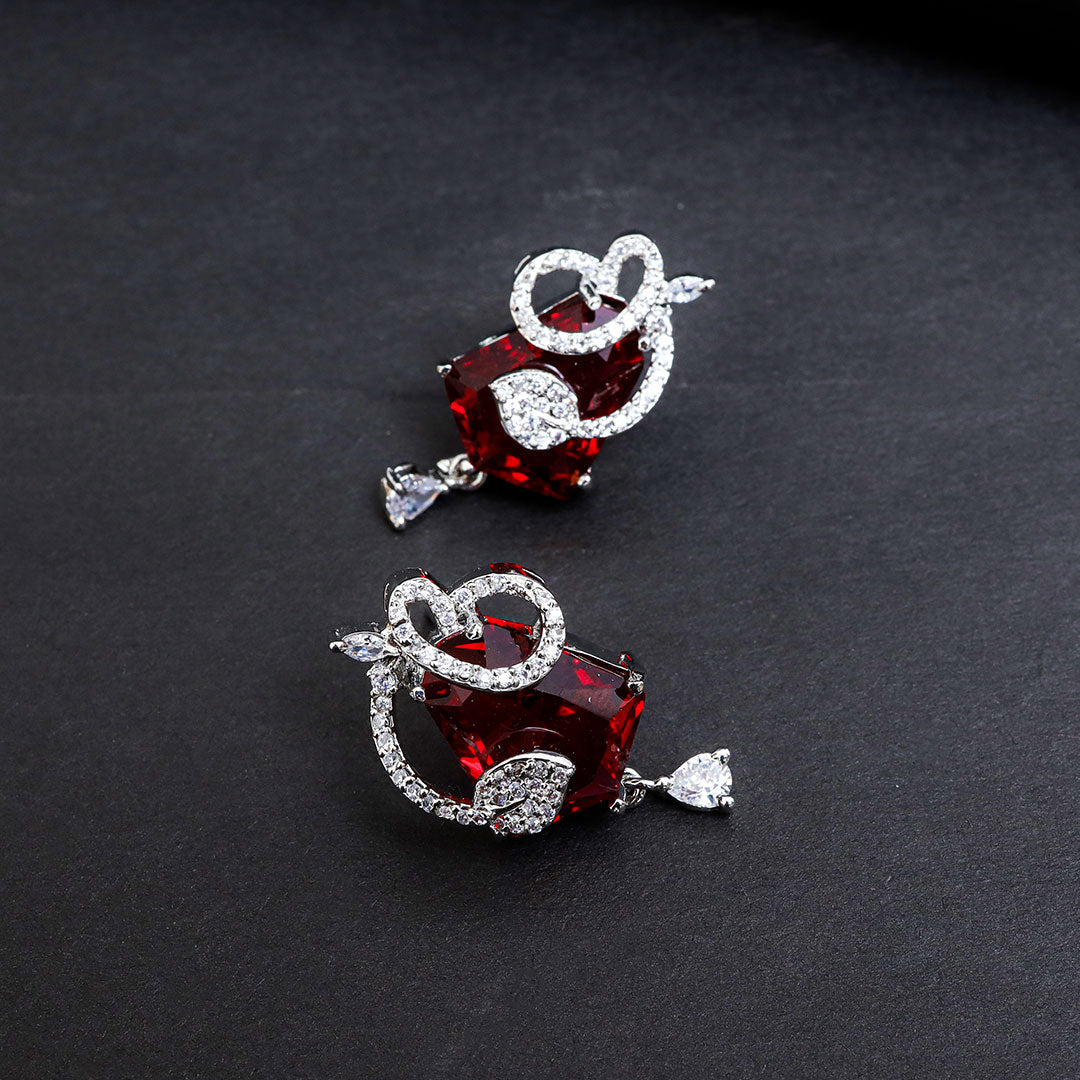 Ruby Red Drop Earrings