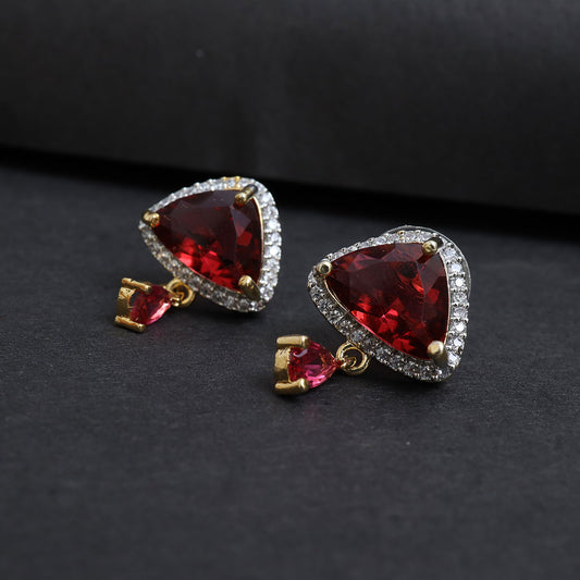 Crimson Triangular Earrings