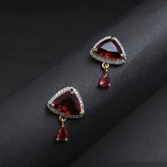 Crimson Triangular Earrings