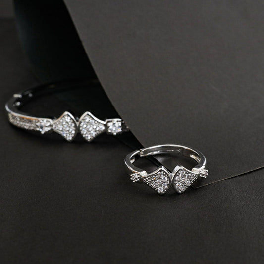 Silver Sparkle Bangle with Ring