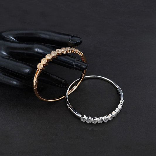 Cubic Circle Gold Rose Bangle with Ring