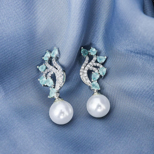 Aqua Lily Pearl Earrings